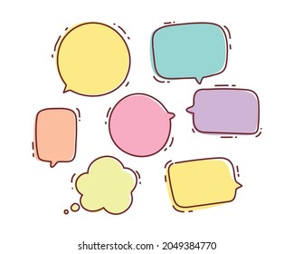 Speech bubble doodle chat message dialog talk shape or symbol hand drawn cartoon art illustration