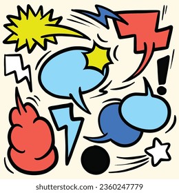speech bubble doodle element from an old comic ,Illustration vector
