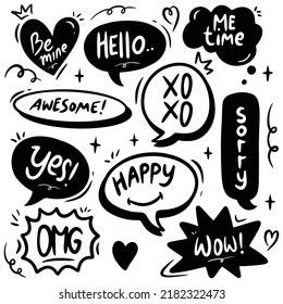 speech bubble doodle hand drawn vector