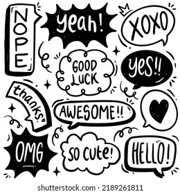 speech bubble doodle hand drawn vector