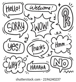 speech bubble doodle hand drawn vector