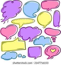 Speech Bubble Doodle Illustration Pack Ihr Geschäft oder Merchandise-Paket