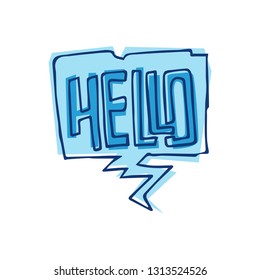 Speech bubble in doodle style. hello.