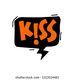 Speech bubble in doodle style. kiss.