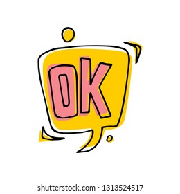 Speech bubble in doodle style. ok.