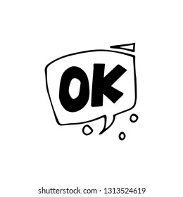 Speech bubble in doodle style. ok.