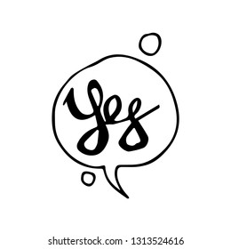 Speech bubble in doodle style. yes.