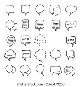 Speech bubble Doodle vector icon set. Drawing sketch illustration hand drawn line.