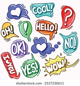 Speech bubble doodles art sticker