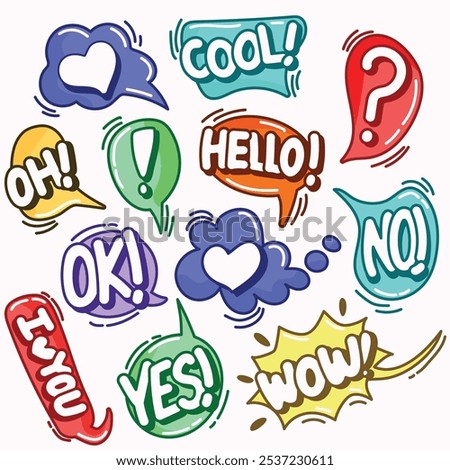 Speech bubble doodles art sticker