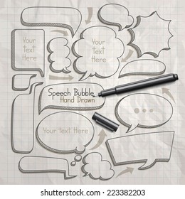 Speech bubble doodles hand drawn. Vector illustration.