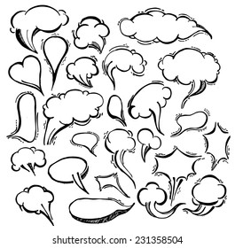 Speech Bubble Doodles Hand Drawn. Vector