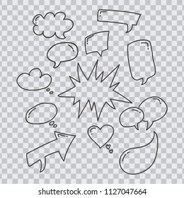 speech bubble doodles set with transparent background