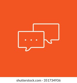Speech bubble with dots inside line icon for web, mobile and infographics. Vector white icon isolated on red background. Speech bubble with dots inside line icon for web, mobile and infographics. Vector white icon isolated on red background.