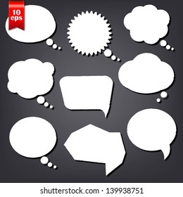 Speech Bubble Drawn With Chalk Set With Gradient Mesh, Vector Illustration