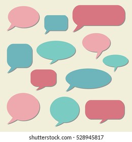  Speech bubble. Dream cloud. Talk balloon. Quote box. Text  
information frame.  Set of vector illustration icons.  Thought bubbles. speech balloon.