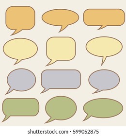  Speech bubble. Dream cloud. Talk balloon. Quote box. Text  
information frame.  Set of vector illustration icons.  Thought bubbles. speech balloon.