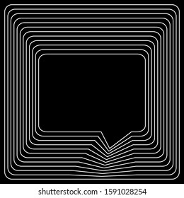 Speech bubble dynamic line transformed from square shape, Trendy geometric frame minimalist style white on black template for design