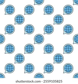 Speech Bubble with Earth Globe vector World concept blue seamless pattern