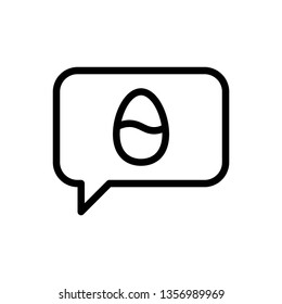 Speech bubble with Easter egg vector illustration, Easter line design icon