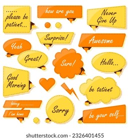 Speech bubble with editable text, easy to modify. Communication tags