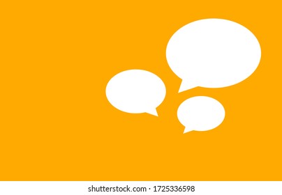 speech bubble ellipse white frame isolated on orange background, label dialog chatting for talk text, banner orange with circle speech bubble chatting graphic, white label sign for copy space ad