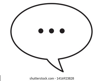 speech bubble with ellipsis icon cartoon isolated in black and white vector illustration graphic design