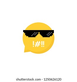 speech bubble emoji like rudeness. concept of trendy people or hipster and bad talk or insult. cartoon flat style trendy modern 8bit expression logotype graphic design element isolated on white