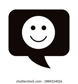 Sprachblase mit Emoji-Lächeln im Gesichtsblockstil Symbol, Vektorgrafik-Design