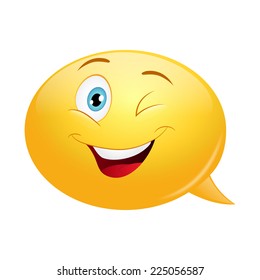 Speech bubble emoticon  on a white background.