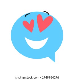 Speech bubble emoticon. Vector illustration flat style close up, inlove
