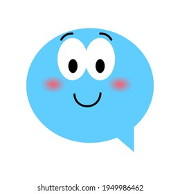 Speech bubble emoticon. Vector illustration flat style close up, shy.