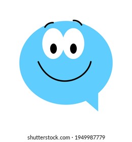 Speech bubble emoticon. Vector illustration flat style close up, smiley.