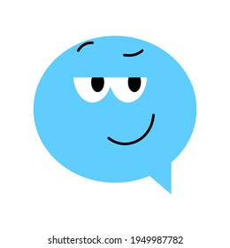 Speech bubble emoticon. Vector illustration flat style close up, yo.