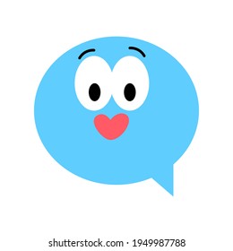Speech bubble emoticon. Vector illustration flat style close up, kiss