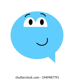 Speech bubble emoticon. Vector illustration flat style close up, glad.
