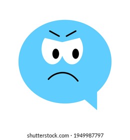 Speech bubble emoticon. Vector illustration flat style close up, upset.