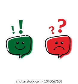 Speech Bubble Emoticons Emoji Icon Positive, Negative Emotion, Good Bad Feedback. Vector Illustration.