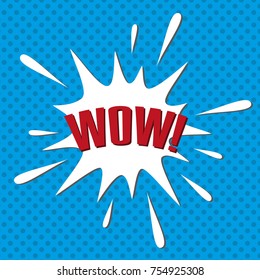 Speech bubble with emotional text WOW. Vector illustration.