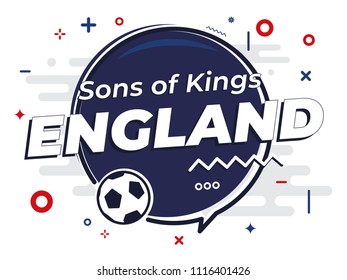 Speech Bubble ENGLAND with icon football, soccer ball. Vector Illustration.