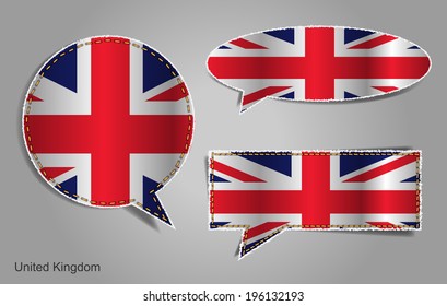 Speech bubble of english flag, Vector illustration modern template design banner badges, stickers, labels, tags, ripped and torn paper edges