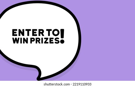 Speech Bubble With Enter To Win Prizes Text. Boom Retro Comic Style. Pop Art Style. Vector Line Icon For Business And Advertising.