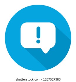  Speech bubble with exclamation mark blue vector icon illustration
