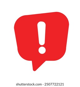 Speech bubble with exclamation mark. Hazard warning symbol. Red attention sign icon. Vector illustration.