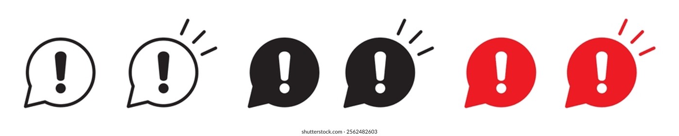 Speech bubble with exclamation mark icon. Exclamation sign icon, important mark, warning speech bubble.