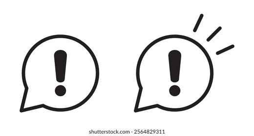 Speech bubble with exclamation mark icon. Exclamation sign icon, important mark, warning speech bubble.