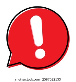 Speech bubble with exclamation mark icon. Red attention sign. Exclamation mark icon, Attention concept.
