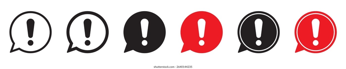Speech bubble with exclamation mark icon. Exclamation sign icon, important mark, warning speech bubble.