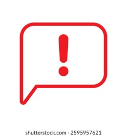 Speech bubble with exclamation mark. Red attention sign icon. Hazard warning symbol.