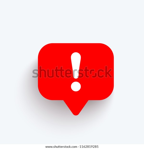 感嘆符と吹き出し 赤い注意記号のアイコン 危険の警告記号 フラットスタイルのベクターイラスト のベクター画像素材 ロイヤリティフリー